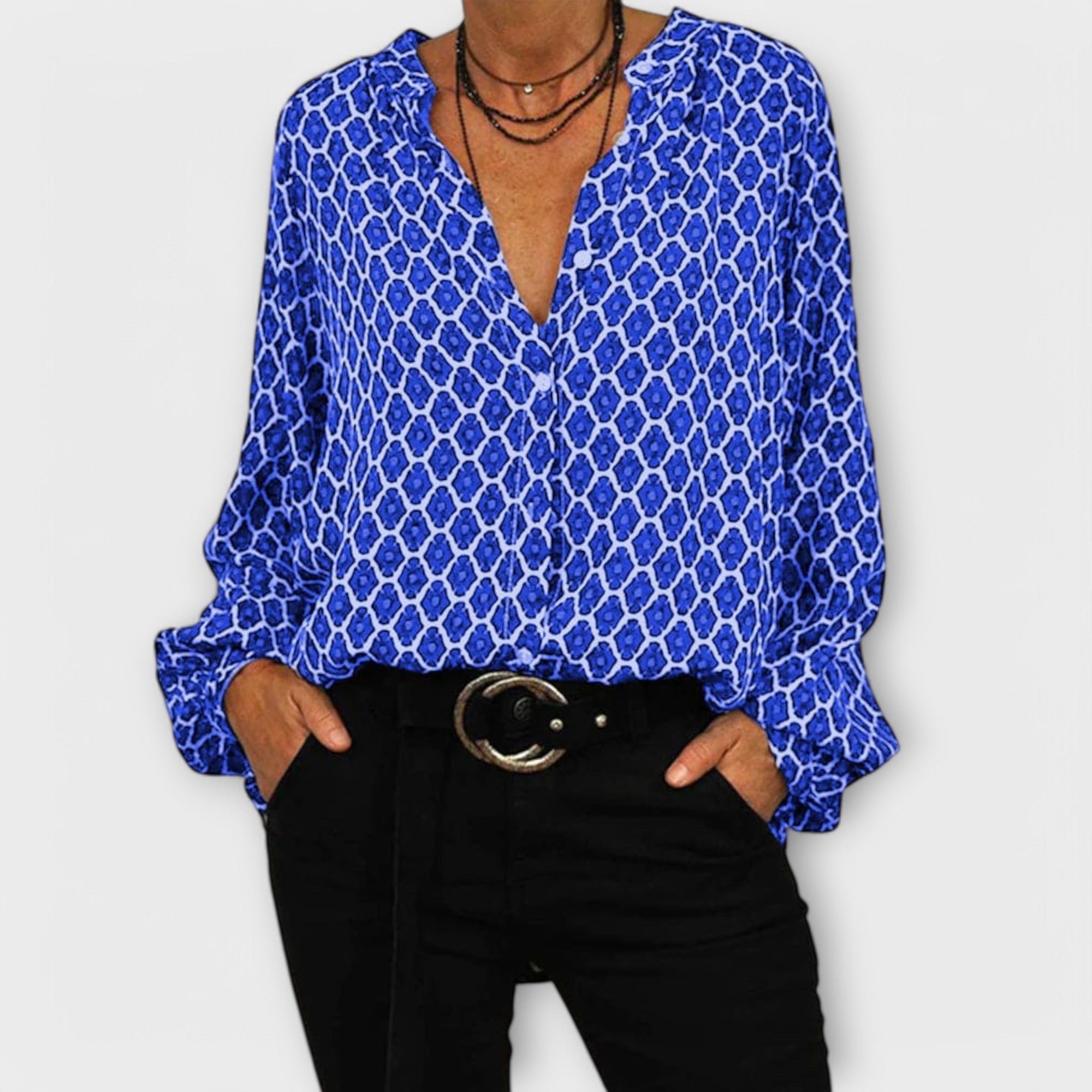 Zara - Blusa alla moda con scollo a V e maniche lunghe