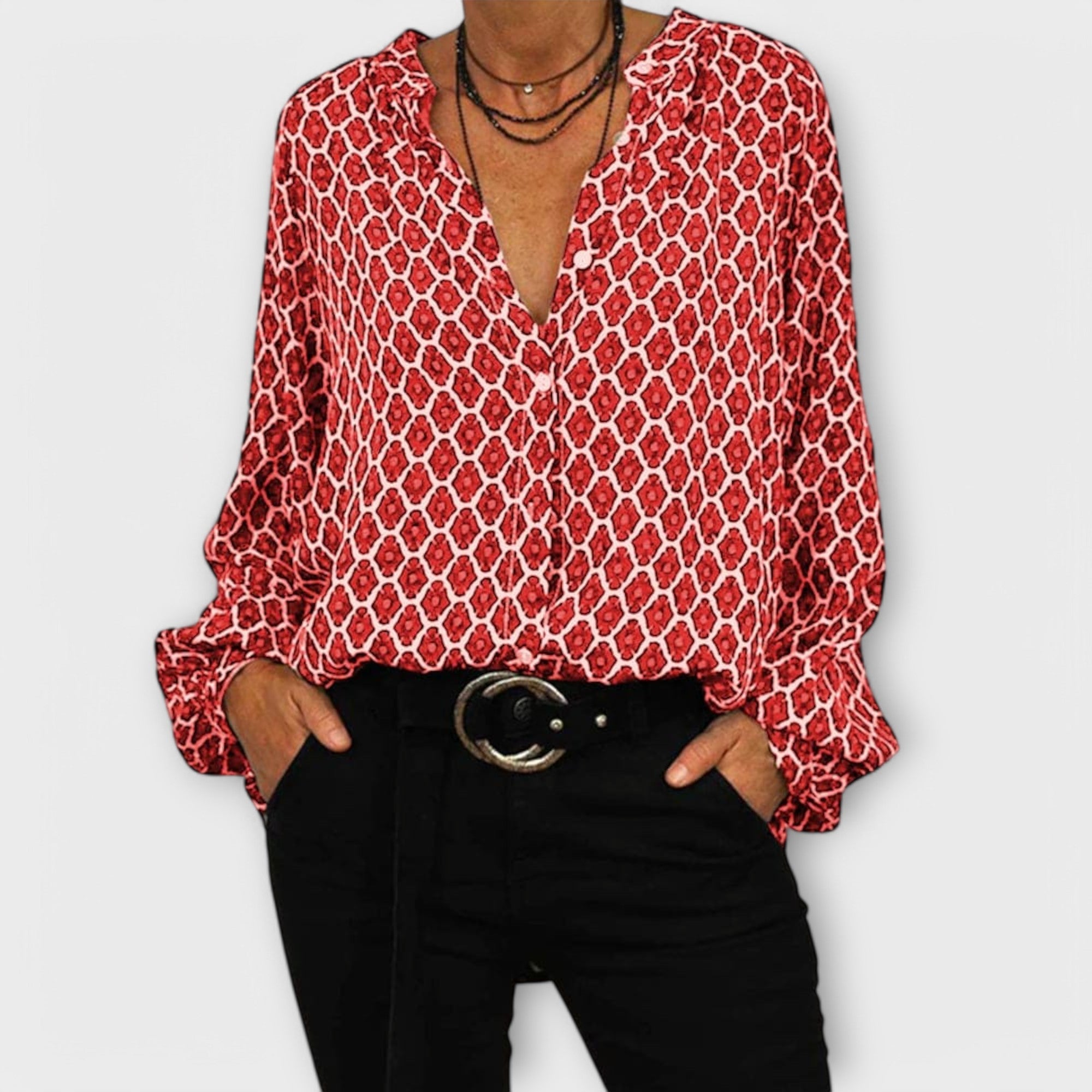 Zara - Blusa alla moda con scollo a V e maniche lunghe